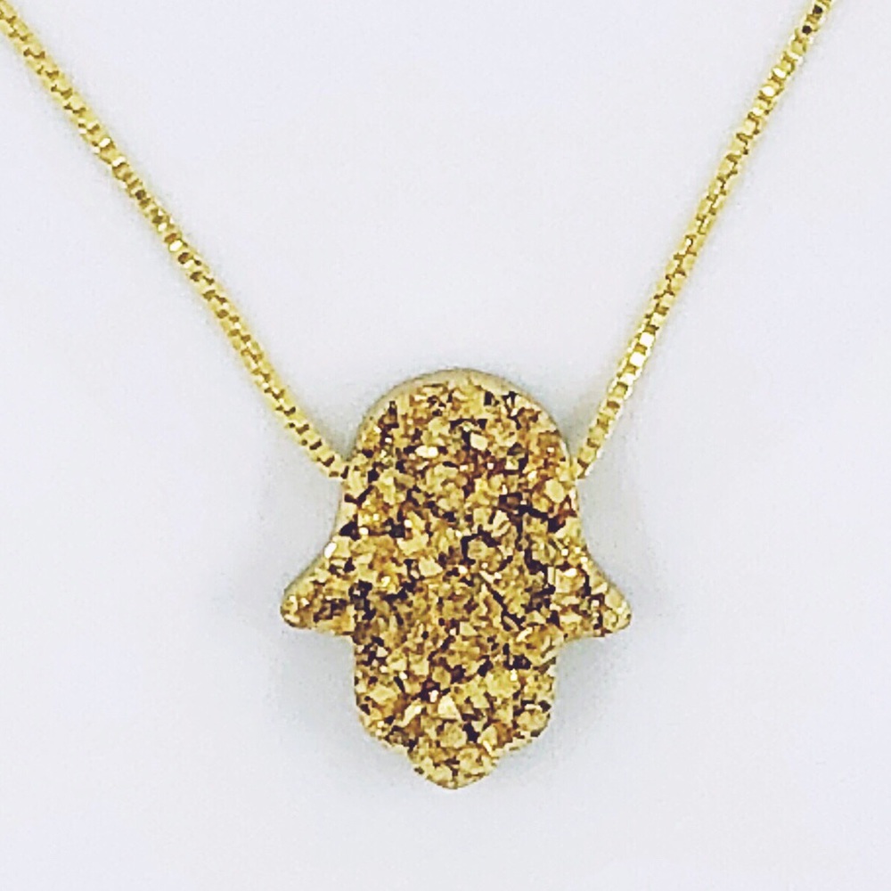 DRUZY CRYSTAL QUARTZ HAMSA PROTECTION NECKLACE